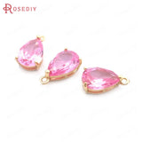 10PCS 8x12MM Champagne Brass & Glass Tear Drop Charms DIY Accessories