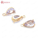 10PCS 8x12MM Champagne Brass & Glass Tear Drop Charms DIY Accessories