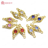 10PCS 8x20MM Champagne Brass Zircon Oval Connect Charms Pendants