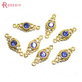 10PCS 8x20MM Champagne Brass Zircon Oval Connect Charms Pendants