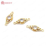 10PCS 8x20MM Champagne Brass Zircon Oval Connect Charms Pendants