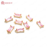 10PCS 8x4MM Champagne Brass Zircon Rectangle Charms Pendants
