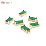 10PCS 8x4MM Champagne Brass Zircon Rectangle Charms Pendants