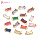 10PCS 8x4MM Champagne Brass Zircon Rectangle Charms Pendants