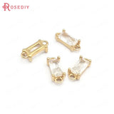 10PCS 8x4MM Champagne Brass Zircon Rectangle Charms Pendants