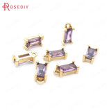 10PCS 8x4MM Champagne Brass Zircon Rectangle Charms Pendants