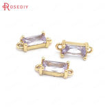 10PCS 8x4MM Champagne Brass Zircon Rectangle Charms Pendants