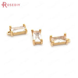 10PCS 8x4MM Champagne Brass Zircon Rectangle Charms Pendants