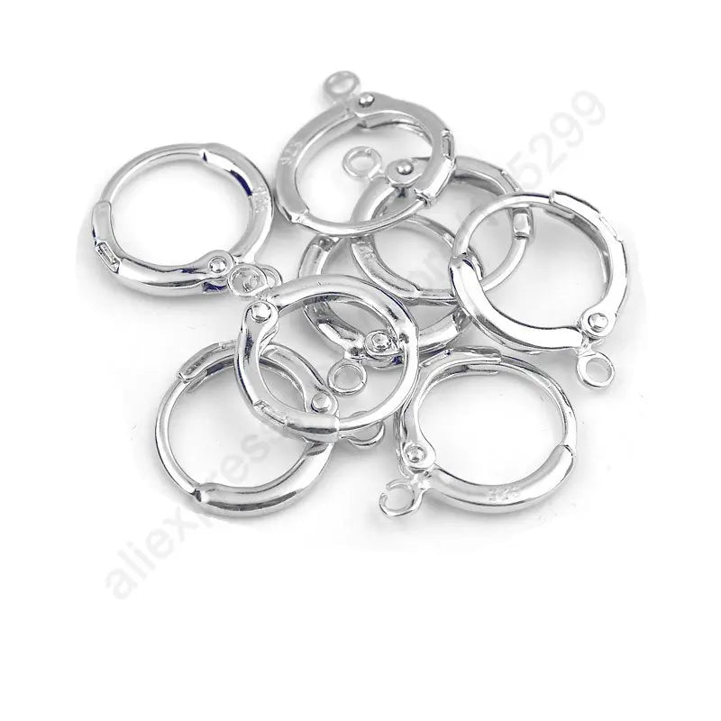 10PCS 925 Silver DIY Hoop Huggie Earrings Findings for Pearl Bead