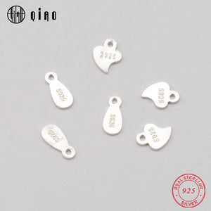 10PCS 925 Sterling Silver Small Heart Pendant Charms for Jewelry Making