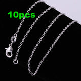 10PCS 925 Sterling Silver 1MM Rope Chain Necklace for Women