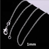 10PCS 925 Sterling Silver 1MM Rope Chain Necklace for Women