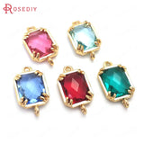10PCS Champagne Brass Glass Connect Charms Pendants Diy Jewelry Accessories