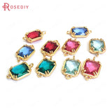 10PCS Champagne Brass Glass Connect Charms Pendants Diy Jewelry Accessories
