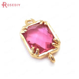 10PCS Champagne Brass Glass Connect Charms Pendants Diy Jewelry Accessories