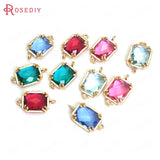 10PCS Champagne Brass Glass Connect Charms Pendants Diy Jewelry Accessories