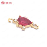 10PCS 9x18MM Champagne Brass Zircon Glass Drop Charms Pendants