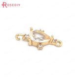 10PCS 9x18MM Champagne Brass Zircon Glass Drop Charms Pendants