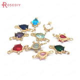 10PCS 9x18MM Champagne Brass Zircon Glass Drop Charms Pendants
