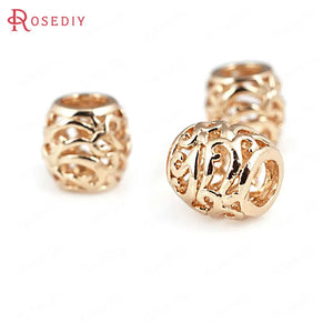 10PCS 9x9MM Champagne Plated Brass Barrel Large Hole Beads