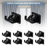 10PCS Adhesive Curtain Rod Holders No Drill Brackets Hooks