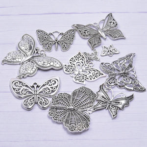 10PCS Butterfly Pendant Charms for Jewelry Making DIY Supplies