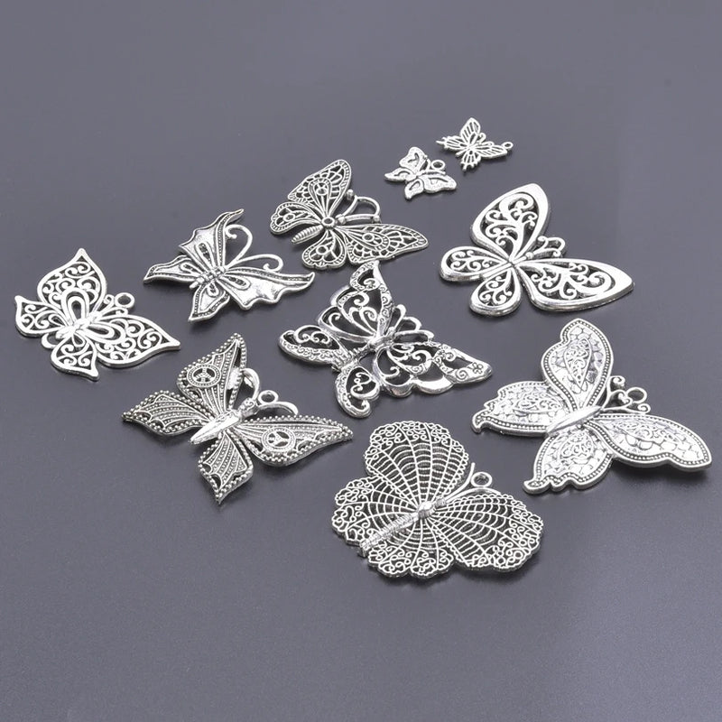 10PCS Butterfly Pendant Charms for Jewelry Making DIY Supplies