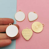 10PCS Enamel Charms Drop Oil Round Heart Pendants DIY Jewelry Accessory