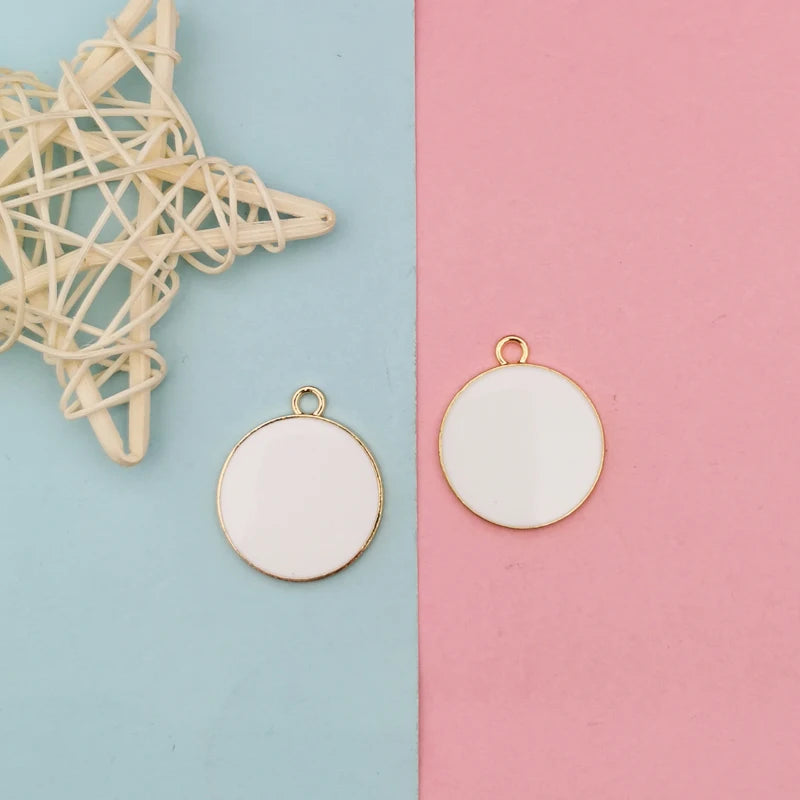 10PCS Enamel Charms Drop Oil Round Heart Pendants DIY Jewelry Accessory