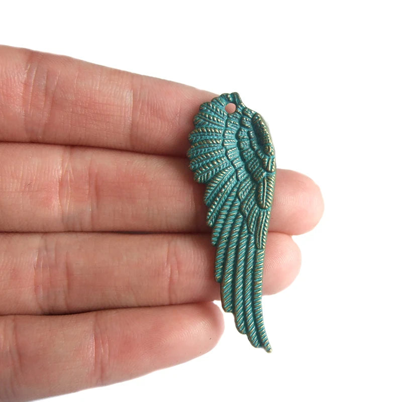 10PCS Bronze Angel Feather Wing Charms Pendants for DIY Necklace Making