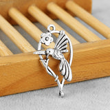 10PCS Antique Hollow Bird Heart Flower Charm Pendant for Necklace Making