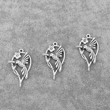 10PCS Antique Hollow Bird Heart Flower Charm Pendant for Necklace Making