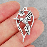 10PCS Antique Hollow Bird Heart Flower Charm Pendant for Necklace Making