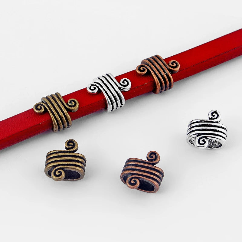 10PCS Slider Beads Fit Licorice Leather Cord Spacer Charms DIY Bracelet