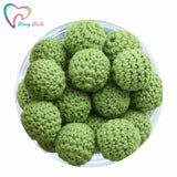 10PCS Green Crochet Wooden Beads Ball Knitted By Cotton Thread For DIY