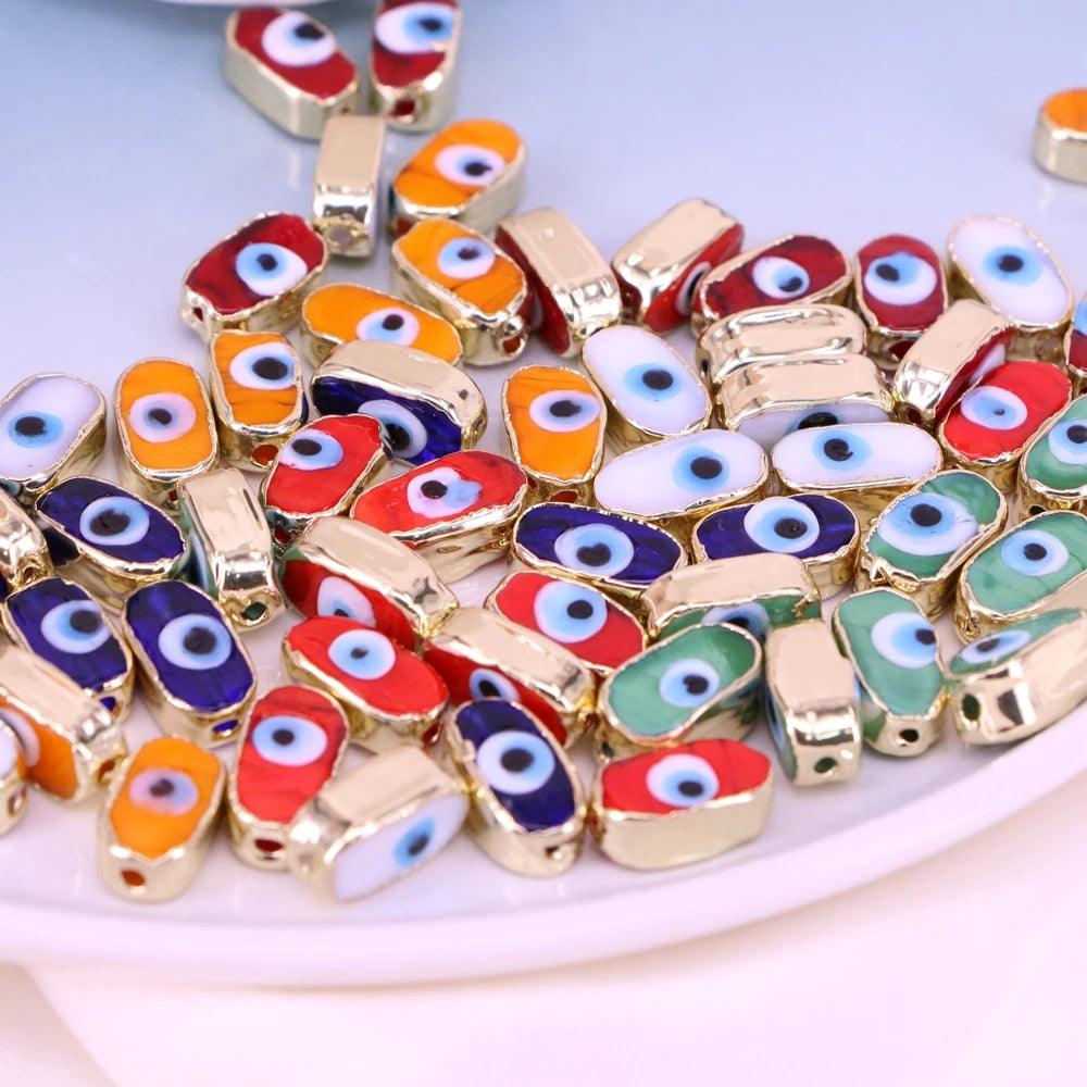 10PCS Assorted Eye Oval Lampwork Glass Beads Jewelry Supply