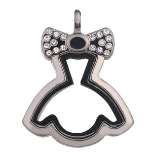 10PCS Bow Knot Skirt Rhinestone Locket Charms Jewelry