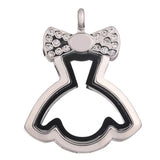 10PCS Bow Knot Skirt Rhinestone Locket Charms Jewelry