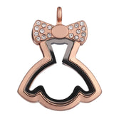 10PCS Bow Knot Skirt Rhinestone Locket Charms Jewelry