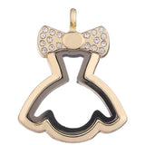 10PCS Bow Knot Skirt Rhinestone Locket Charms Jewelry