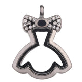 10PCS Bow Knot Skirt Rhinestone Locket Charms Jewelry