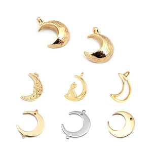 10PCS Brass Moon Charms Pendants Jewelry Making Supplies Diy Necklaces