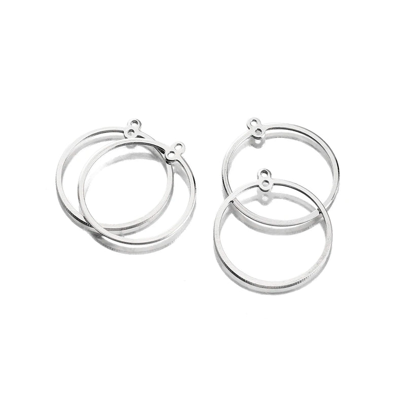 10PCS Brass Silver Plated Circle Charms Connector DIY Necklace Earrings Jewelry