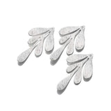 10PCS Brass Silver Plated Textured Leaf Feather Charms Flower Charms