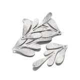 10PCS Brass Silver Plated Textured Leaf Feather Charms Flower Charms