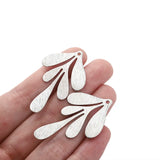 10PCS Brass Silver Plated Textured Leaf Feather Charms Flower Charms