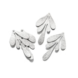 10PCS Brass Silver Plated Textured Leaf Feather Charms Flower Charms
