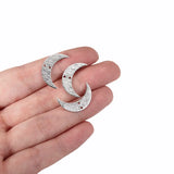 10PCS Brass Silver Textured Moon Horns Charms DIY Earrings Jewelry Making