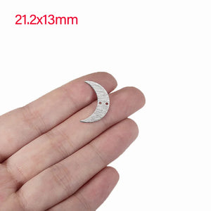 10PCS Brass Silver Textured Moon Horns Charms DIY Earrings Jewelry Making