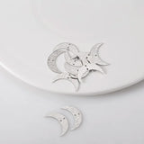 10PCS Brass Silver Textured Moon Horns Charms DIY Earrings Jewelry Making